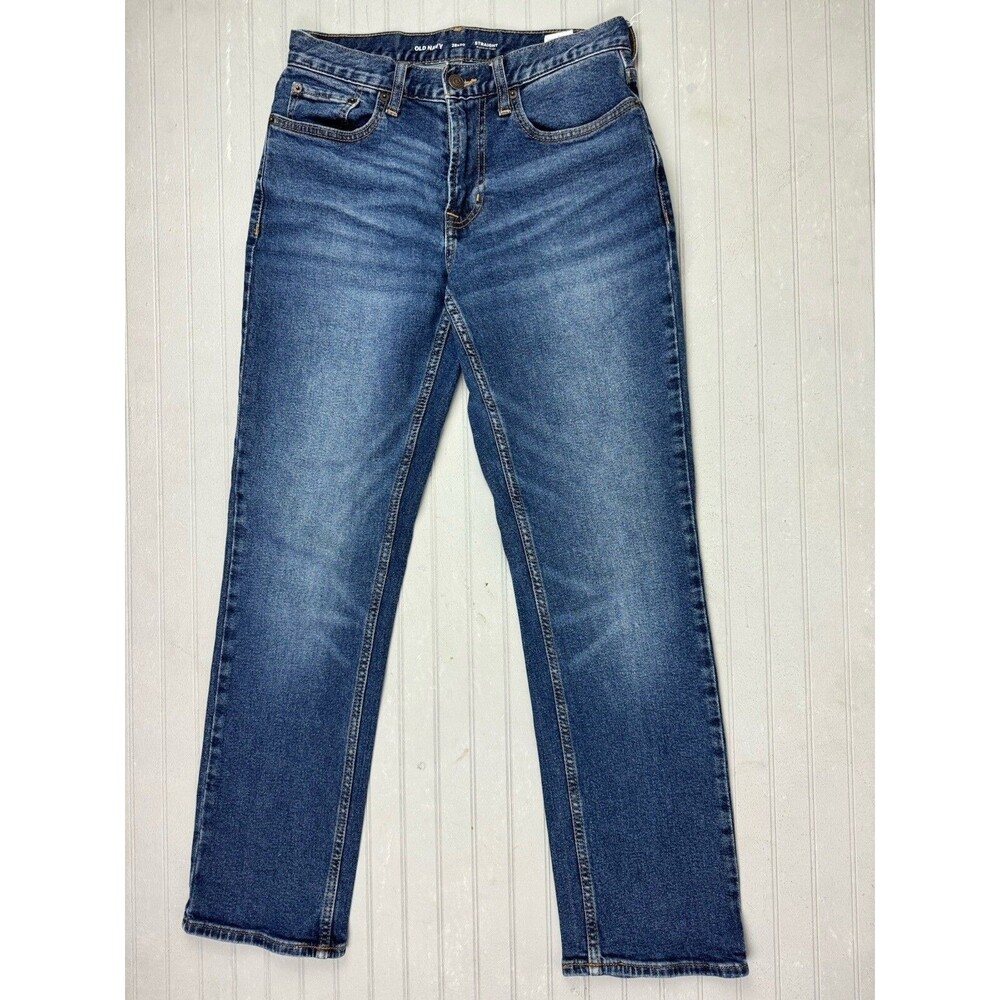 Old Navy Size 28x30 Mens Jeans Straight Mid Rise Dark Wash Stretch